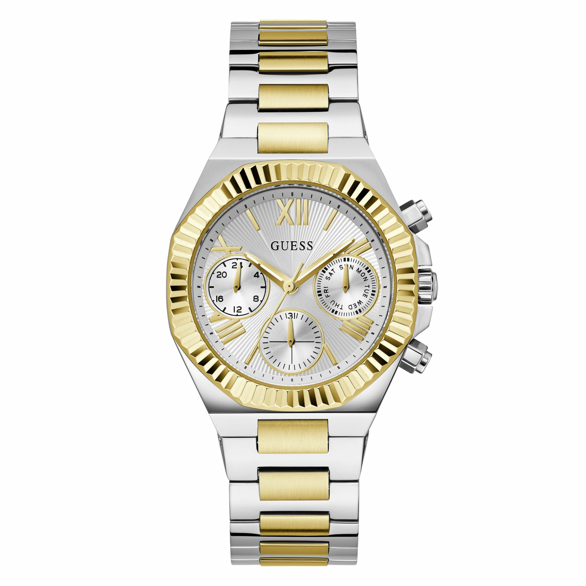Guess Damen Multifunktionsuhr EQUALITY GW0769L3 Silber und Gold Guess Damen Multifunktionsuhr EQUALITY GW0769L3 Silber und Gold
