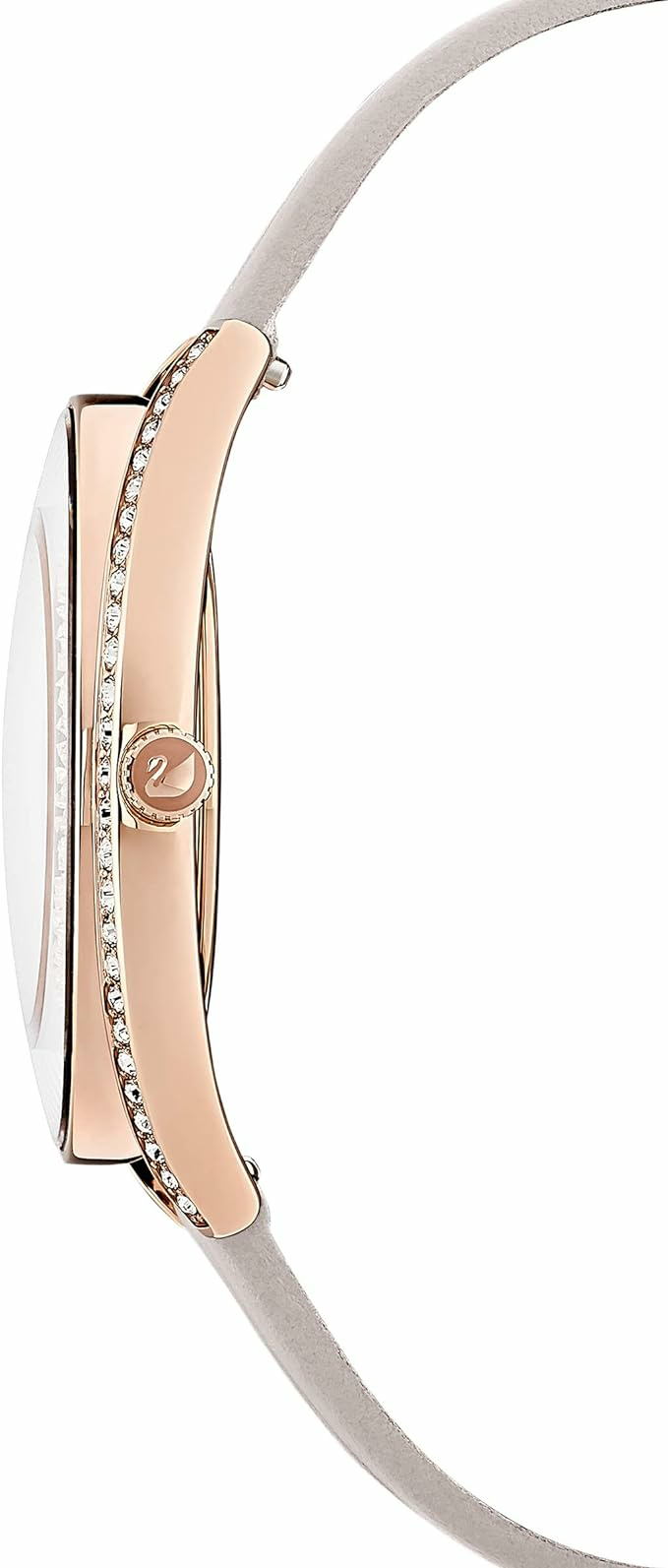 SWAROVSKI Damen Armbanduhr CRYSTALLINE AURA Lederarmband, Grau, Roségoldfarbenes... SWAROVSKI Damen Armbanduhr CRYSTALLINE AURA Lederarmband, Grau, Roségoldfarbenes...