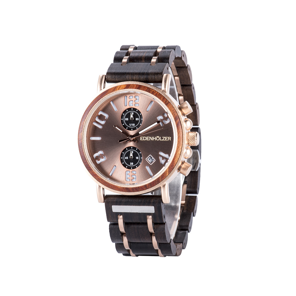 Edenhölzer Holzuhr Herren Armbanduhr Raiatea Holzarmband ED090-003 – Bild 2