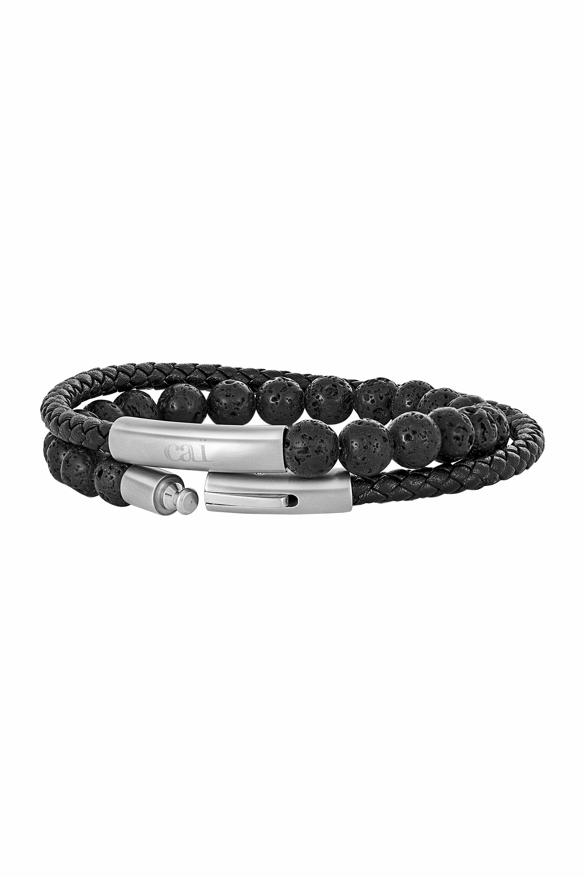 Armband Lavakugeln und Leder schwarz 21cm 41185181007966 Armband Lavakugeln und Leder schwarz 21cm 41185181007966