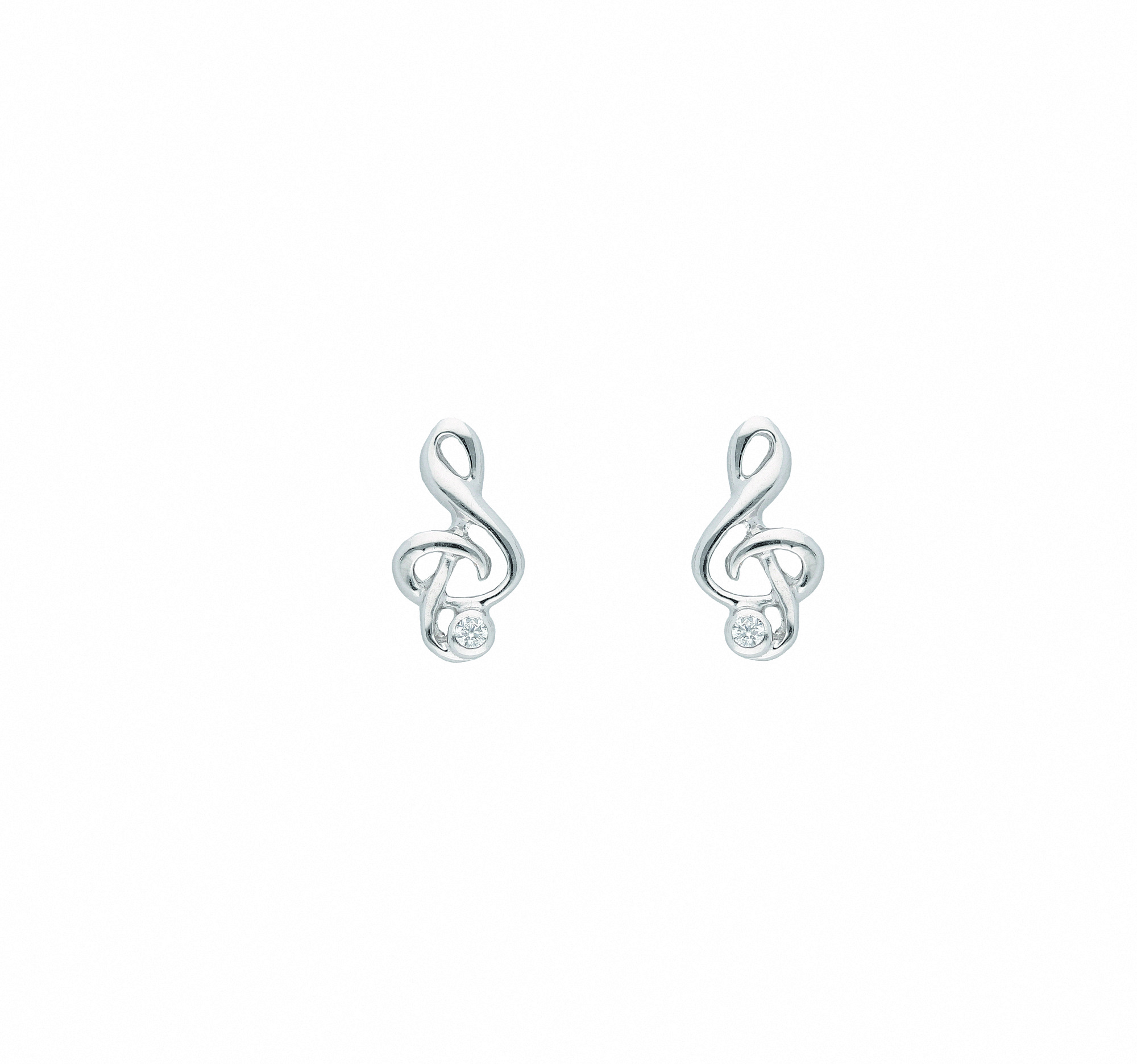 Damen 925 Silber Ohrringe  Ohrstecker Notenschlüssel mit Zirkonia Damen 925 Silber Ohrringe  Ohrstecker Notenschlüssel mit Zirkonia