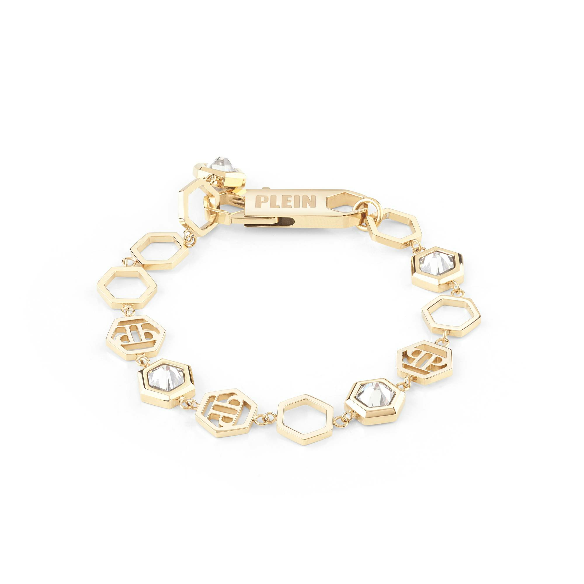 Philipp Plein Damen Armband Edelstahl IP Gold Hexagon – Bild 3