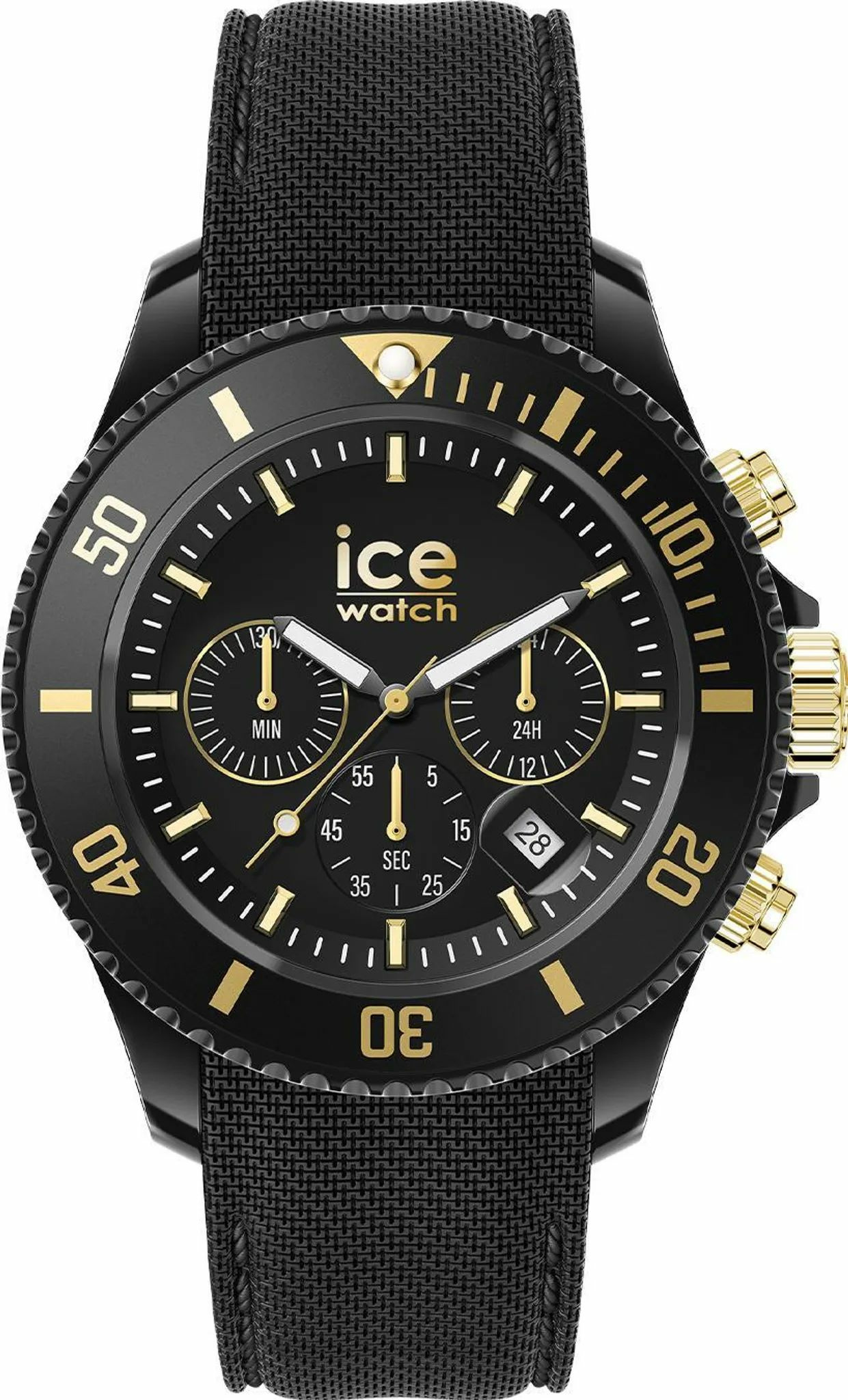 Ice-Watch Chronograph Herrenuhr ICE chrono Black gold Medium schwarz gold 021602 Ice-Watch Chronograph Herrenuhr ICE chrono Black gold Medium schwarz gold 021602