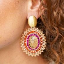 CE SI Filled Oval 3 rings with Stone L -Fuchsia/Tangerine/Orange CE SI Filled Oval 3 rings with Stone L -Fuchsia/Tangerine/Orange