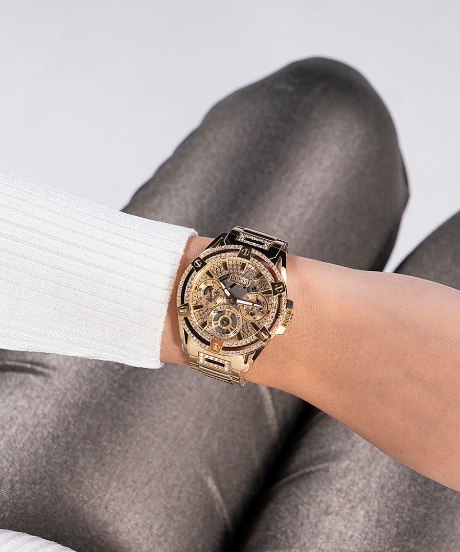 Guess Damen Multifunkion Armbanduhr Queen gold 40 mm GW0464L2 Guess Damen Multifunkion Armbanduhr Queen gold 40 mm GW0464L2