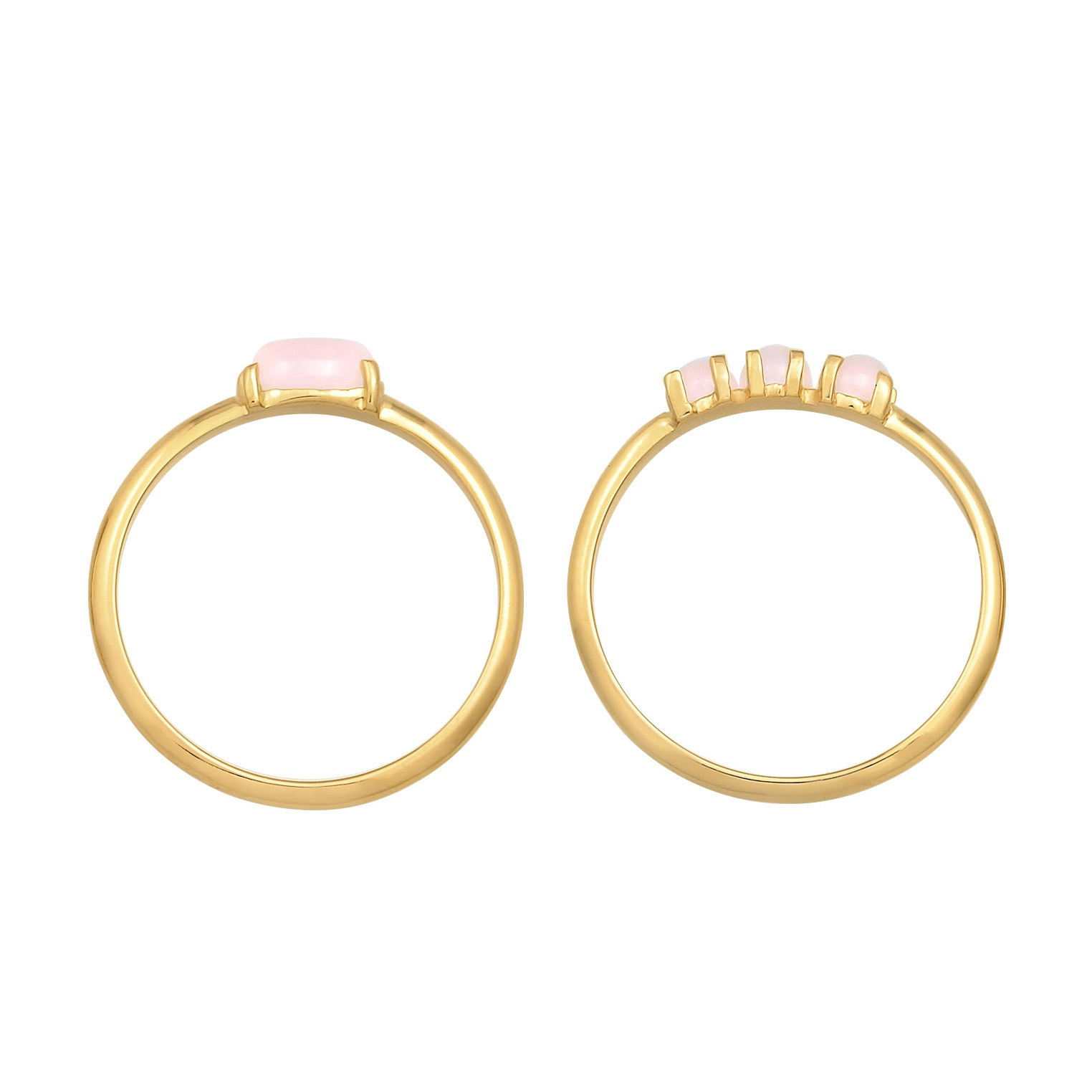 Ring Quarz Rosa Stapelringe 2er Set 925 Silber – Bild 2