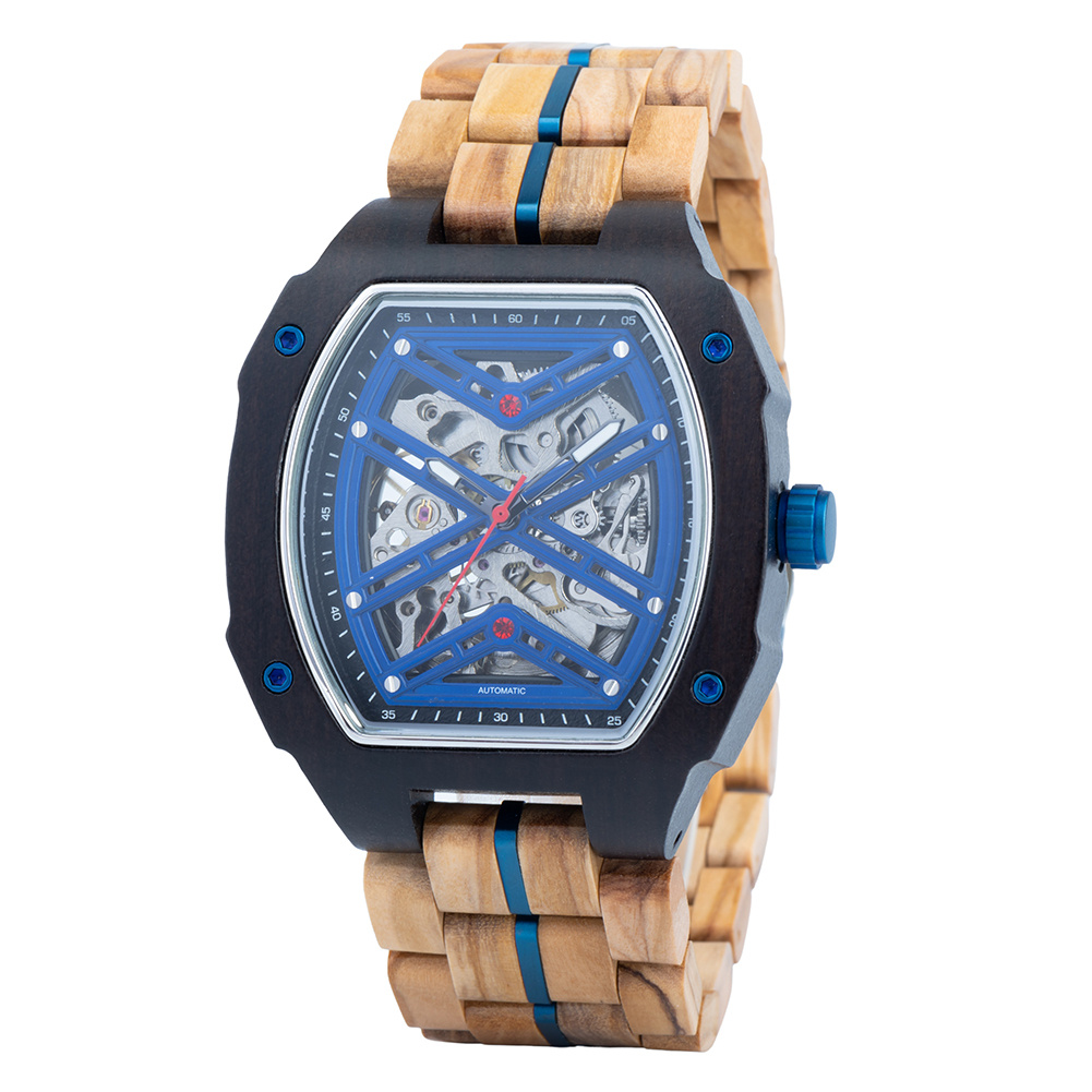 Edenhölzer Herren Holzuhr Skeleton Automatik Sal ED090-001 – Bild 2