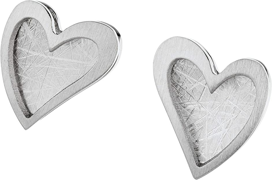 Ernstes Design Damen Ohrstecker Herzen Silber E555 – Bild 2