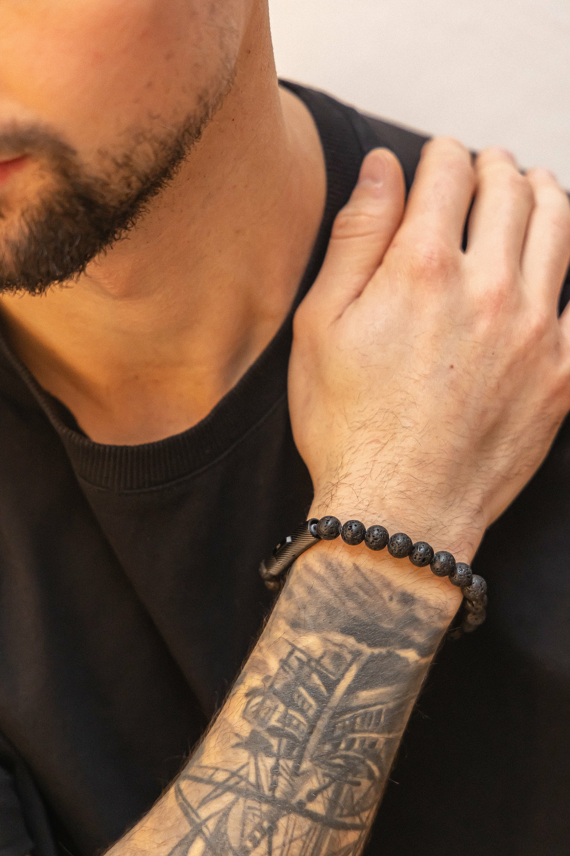 Armband aus Lavakugeln 21cm 41185221345374 – Bild 3