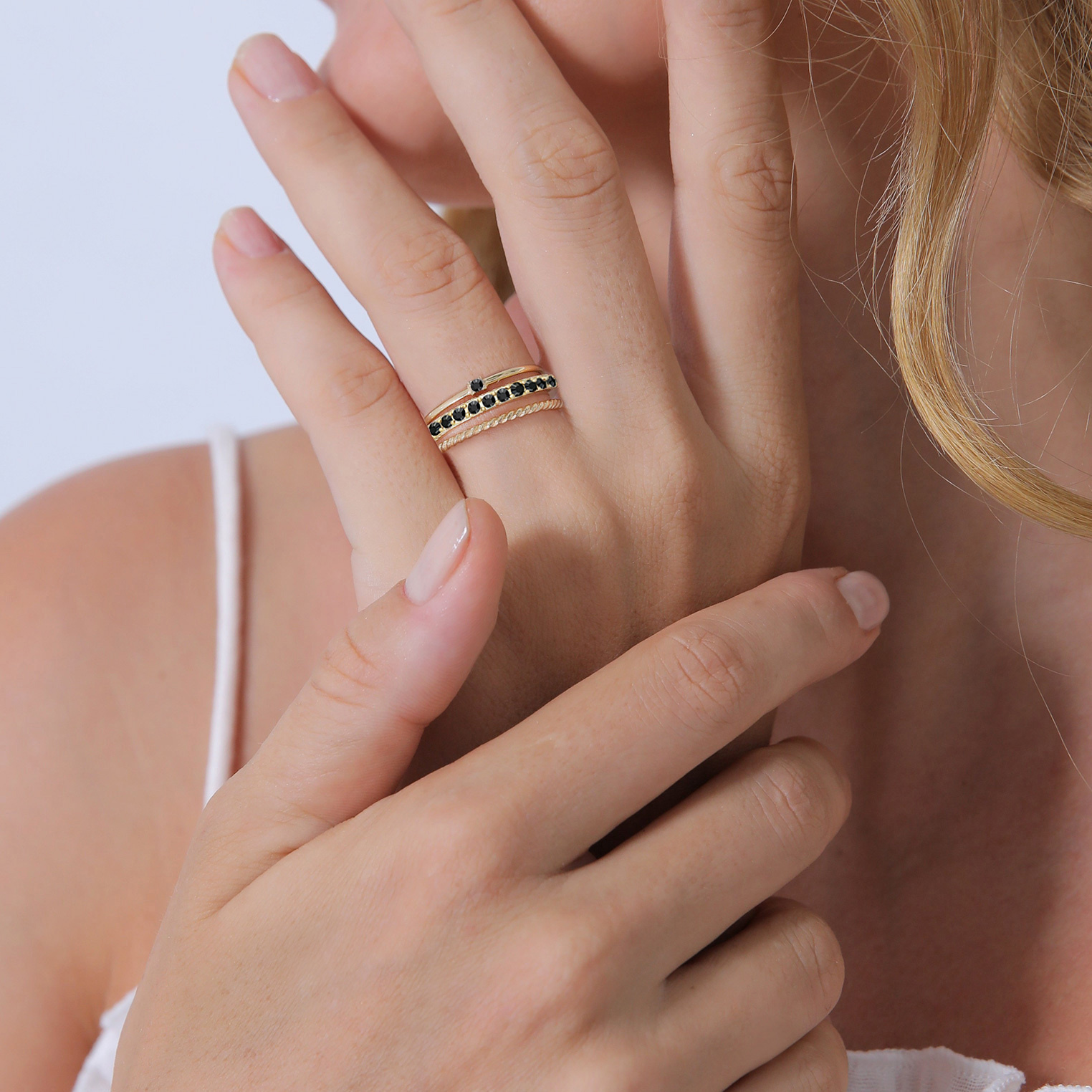 Ring Stapelring 3er Set 925 Silber, mit Kristallen von Swarovski® – Bild 3