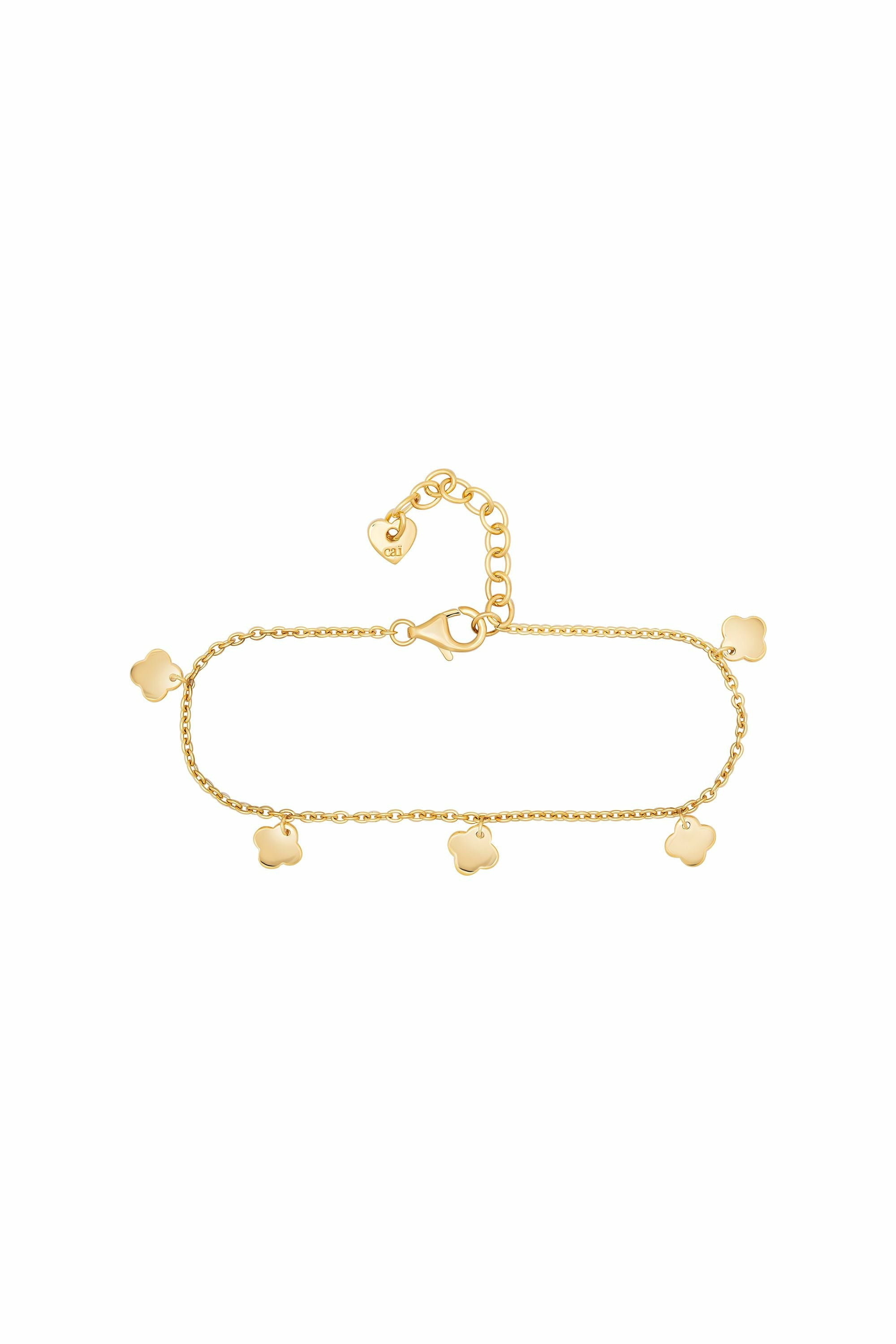 Armband 925 Sterling Silber gelb vergoldet Anhänger Clover Kleeblatt 41184963231... – Bild 3