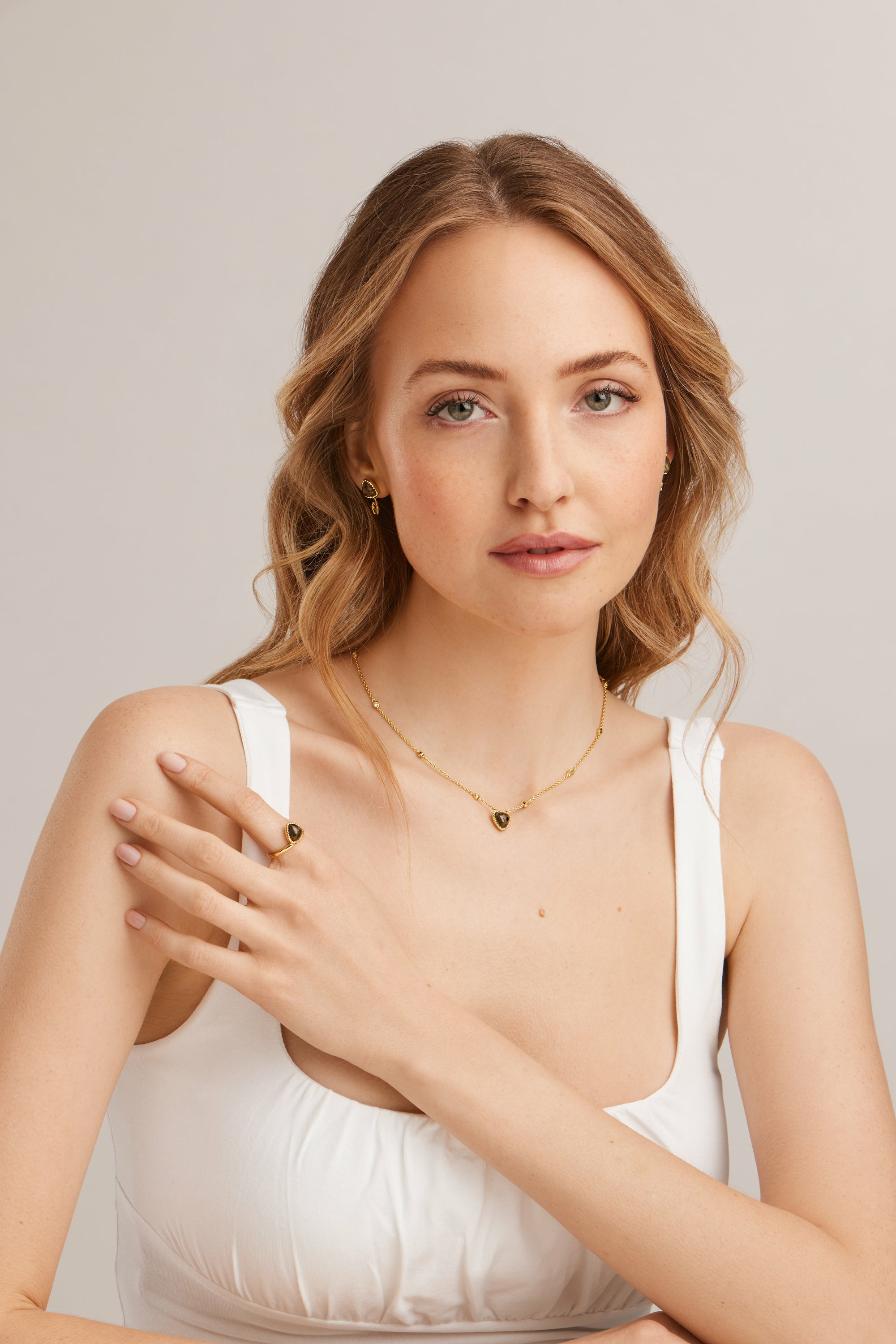 Ohrstecker 925 Silber vergoldet Dreieck Labradorit Anhänger 41185019461726 – Bild 3