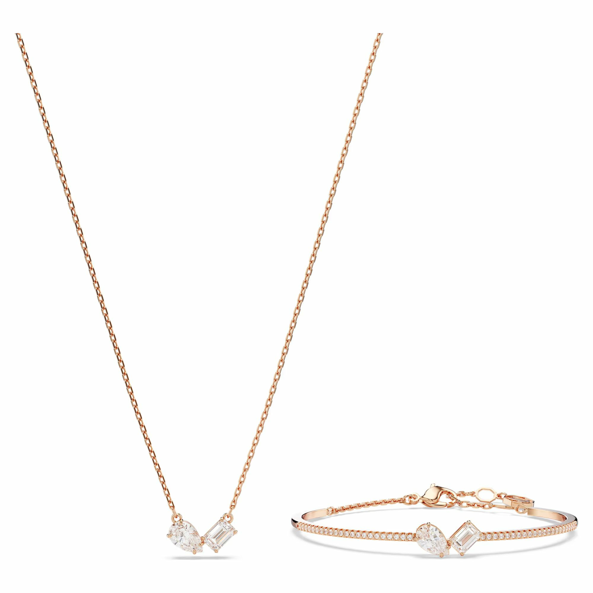 SWAROVSKI Damen Schmuckset - Halskette und Armband in Weiß mit Roségold-Legieru... – Bild 3