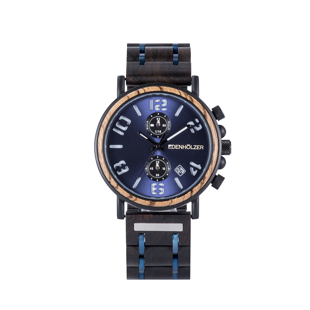 Edenhölzer Holzuhr Herren Armbanduhr Paulau Holzarmband ED090-005 – Bild 2