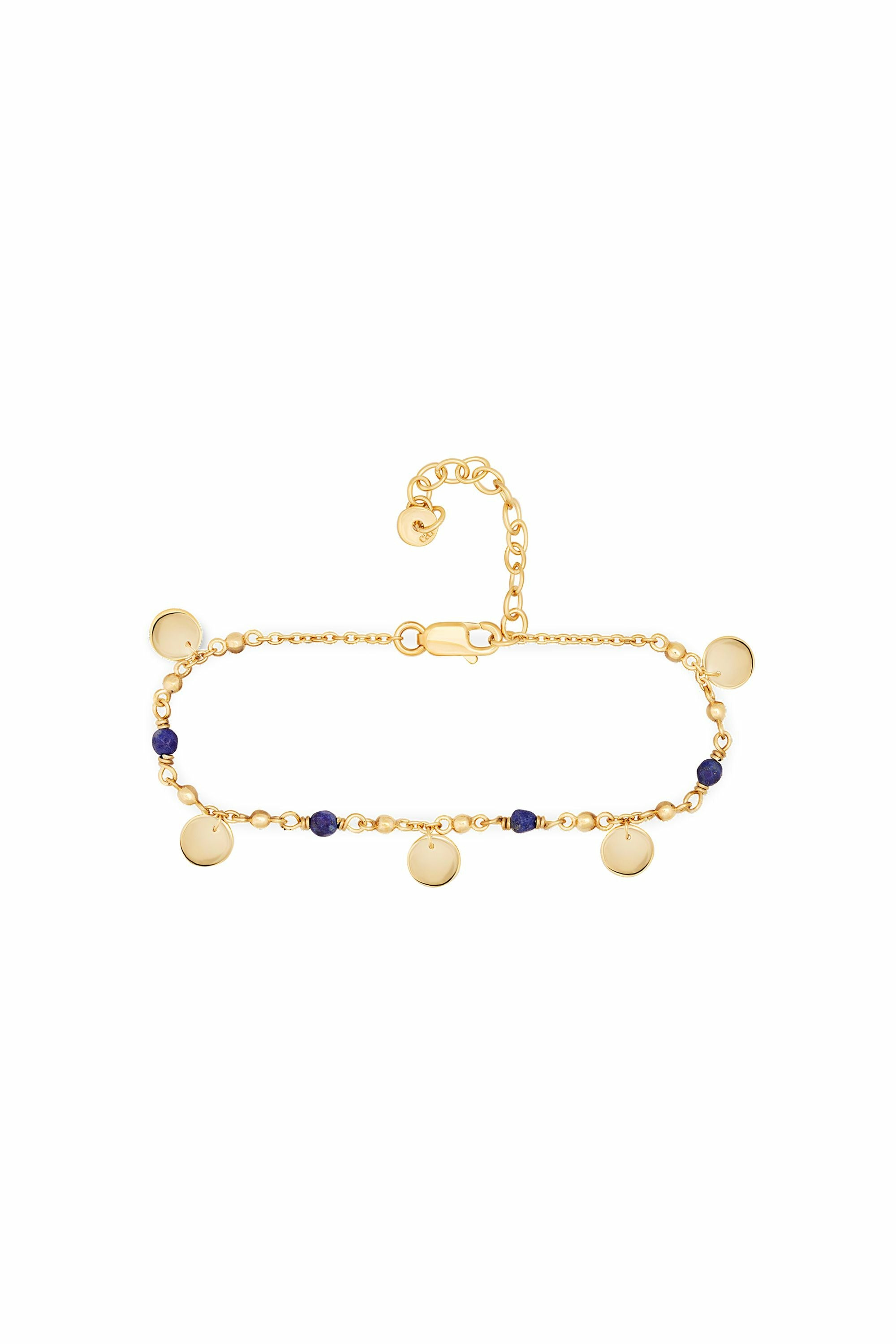 Armband 925 Silber vergoldet Lapislazuli Plättchen 41185009270878 – Bild 3