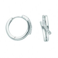 Damen 333 Weißgold Ohrringe  Creolen mit Zirkonia Damen 333 Weißgold Ohrringe  Creolen mit Zirkonia