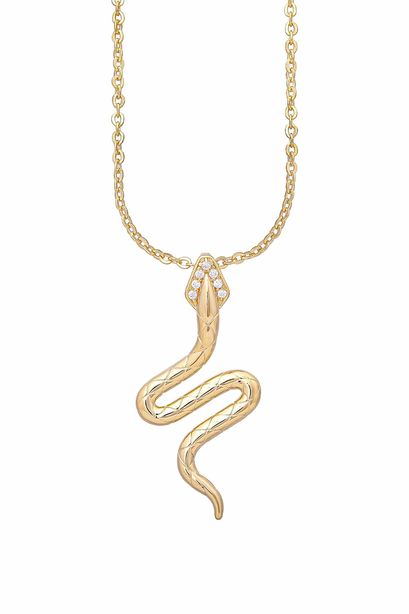 Halskette 925 Silber vergoldet Anhänger Schlange mit Zirkonia 41185078968414