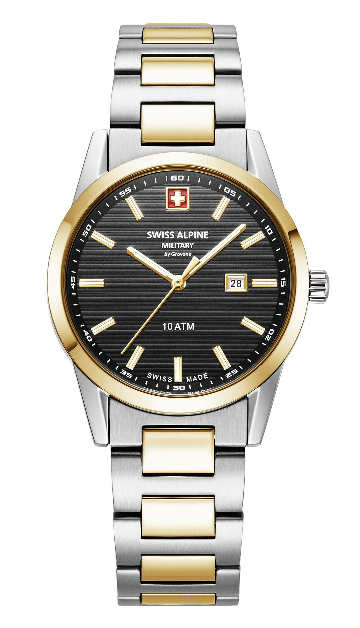 Swiss Alpine Military Damenarmbanduhr Argos bicolor schwarz 34mm 7767.1147 – Bild 3