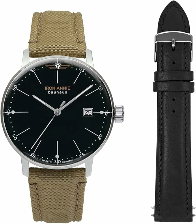 Iron Annie Herren Analoguhr Set Bauhaus Textilband grün 5034-2 Iron Annie Herren Analoguhr Set Bauhaus Textilband grün 5034-2