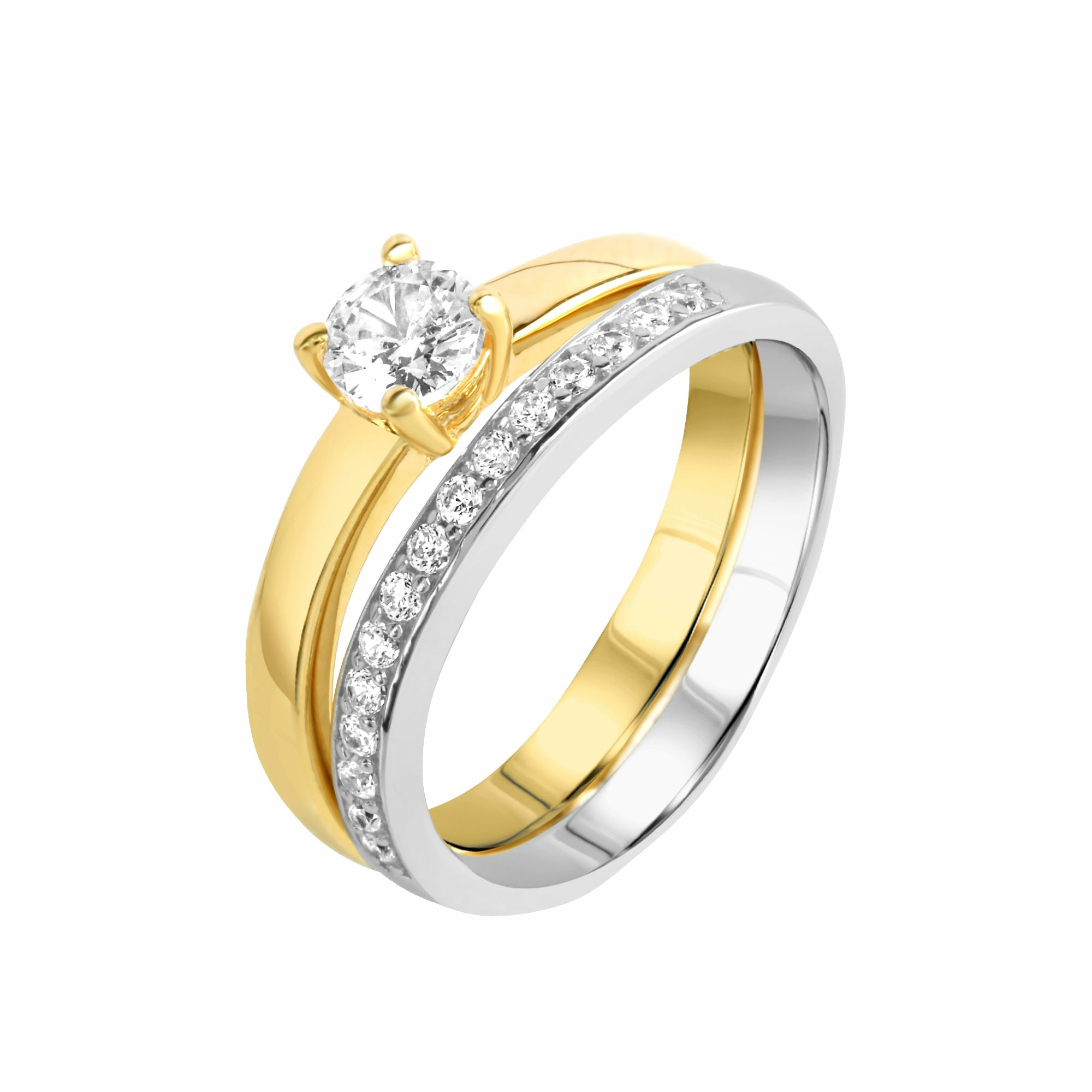 ZEEme Silver Silber 925 zweifarbig Ring Set mit Zirkonia weiß Ring 4167889967523... – Bild 3