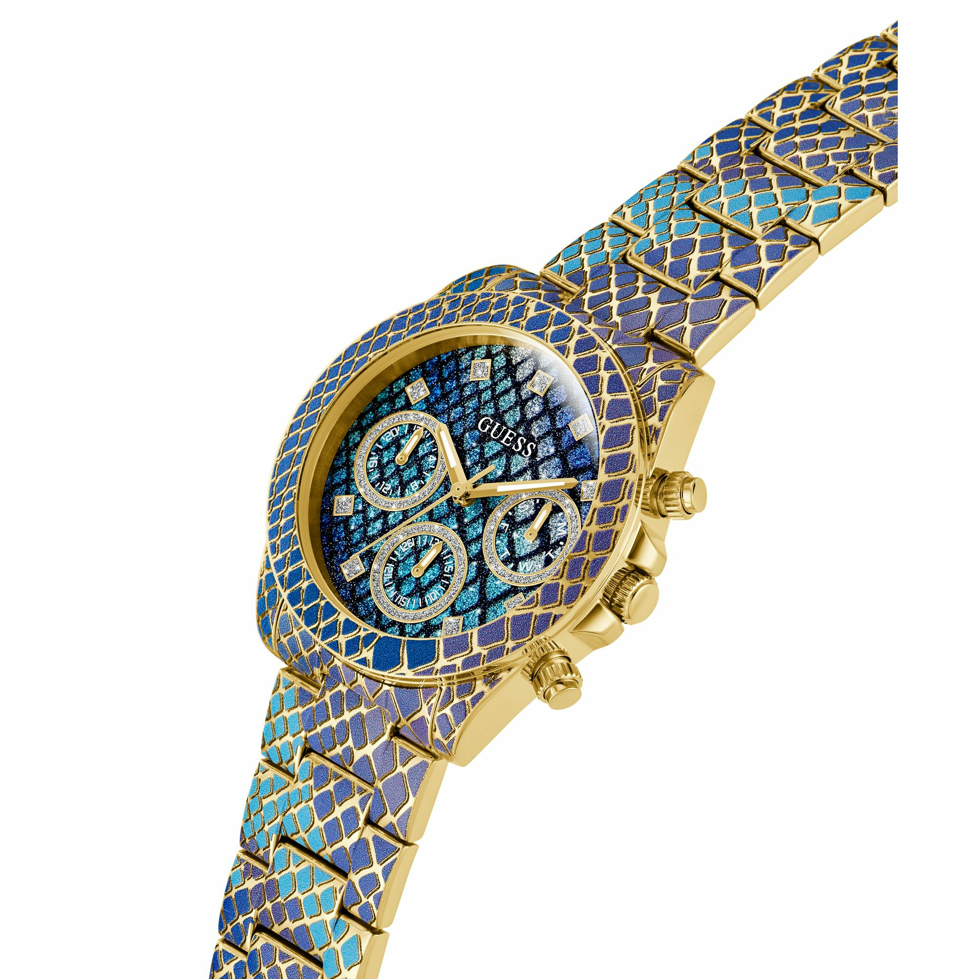 Guess Damen Multifunktionsuhr SERPENTINA Blau Lila Gold GW0752L1 – Bild 3