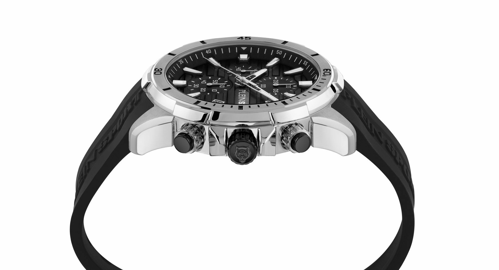 Plein Sport Herren Chronograph IMPACT PSBEA0124 Silber Schwarz Silikon 46 mm – Bild 3