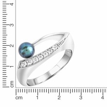 Zeeme Pearls Silber 925 rhodiniert mit schwarzer Perle & Zirkonia weiß Ring 4167... Zeeme Pearls Silber 925 rhodiniert mit schwarzer Perle & Zirkonia weiß Ring 4167...