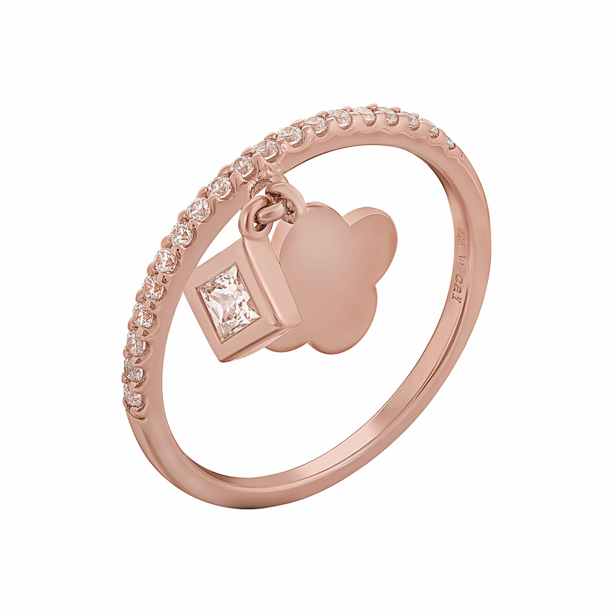 Ring 925 Sterling Silber rosé vergoldet mit Anhängern Kleeblatt Zirkonia 4118489... Ring 925 Sterling Silber rosé vergoldet mit Anhängern Kleeblatt Zirkonia 4118489...