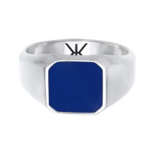 Ring Herren Siegelring Emaille Blau Basic 925 Silber Ring Herren Siegelring Emaille Blau Basic 925 Silber