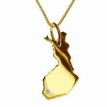 50cm Kette + Finnland mit Brillant 585 Gold 50cm Kette + Finnland mit Brillant 585 Gold
