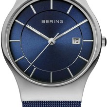 Bering Damen Analoguhr mit Armband blau 11938-303 Bering Damen Analoguhr mit Armband blau 11938-303