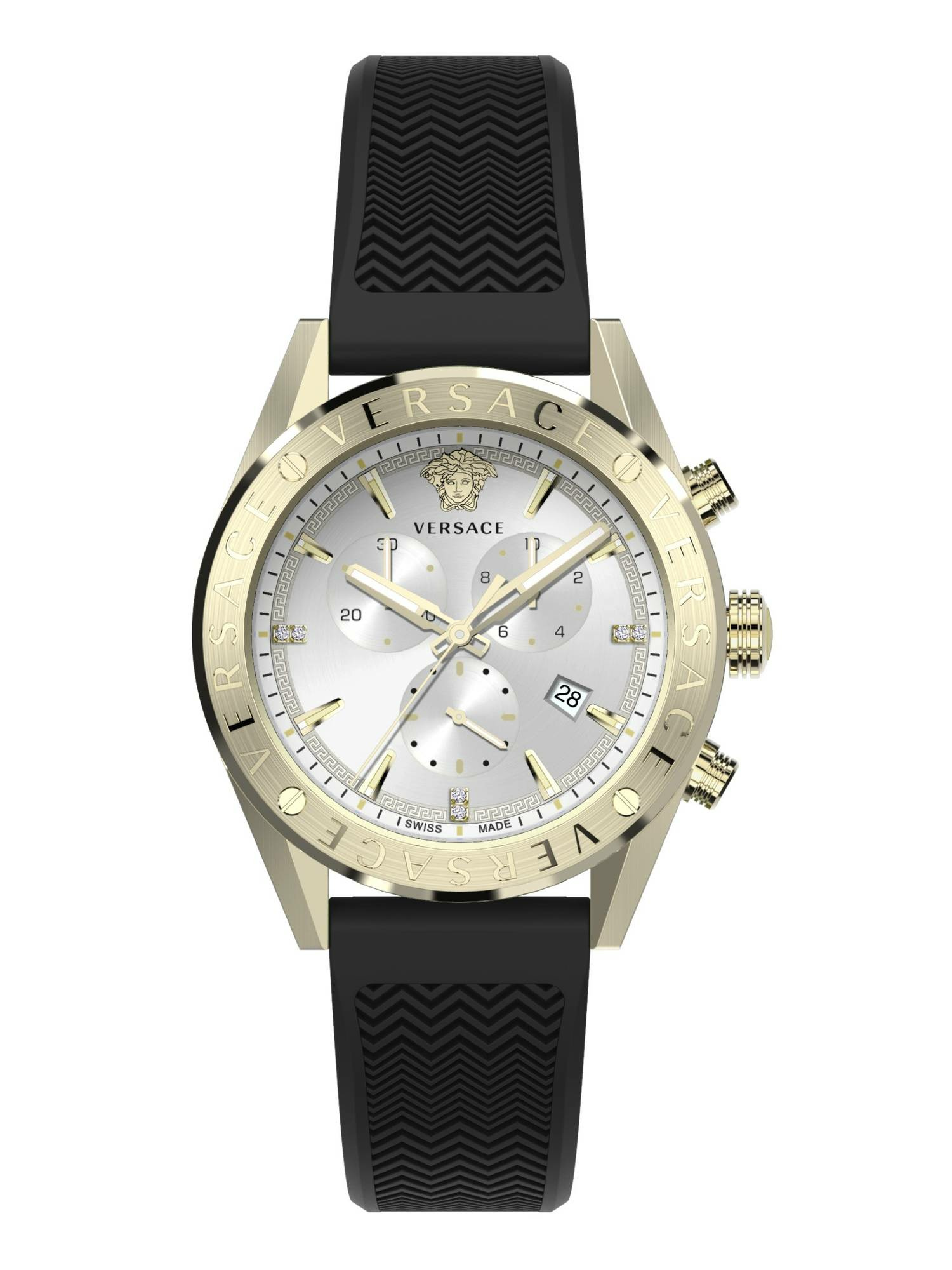 Versace Herren Armbanduhr V-Chrono 45 mm Chronograph, Datumsfenster Armband Sil... Versace Herren Armbanduhr V-Chrono 45 mm Chronograph, Datumsfenster Armband Sil...