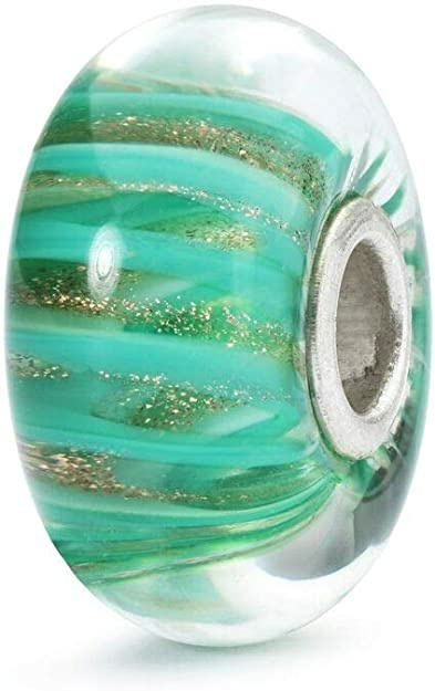 Trollbeads Damen-Bead 925 Silber Glas Perle grün TGLBE-10405