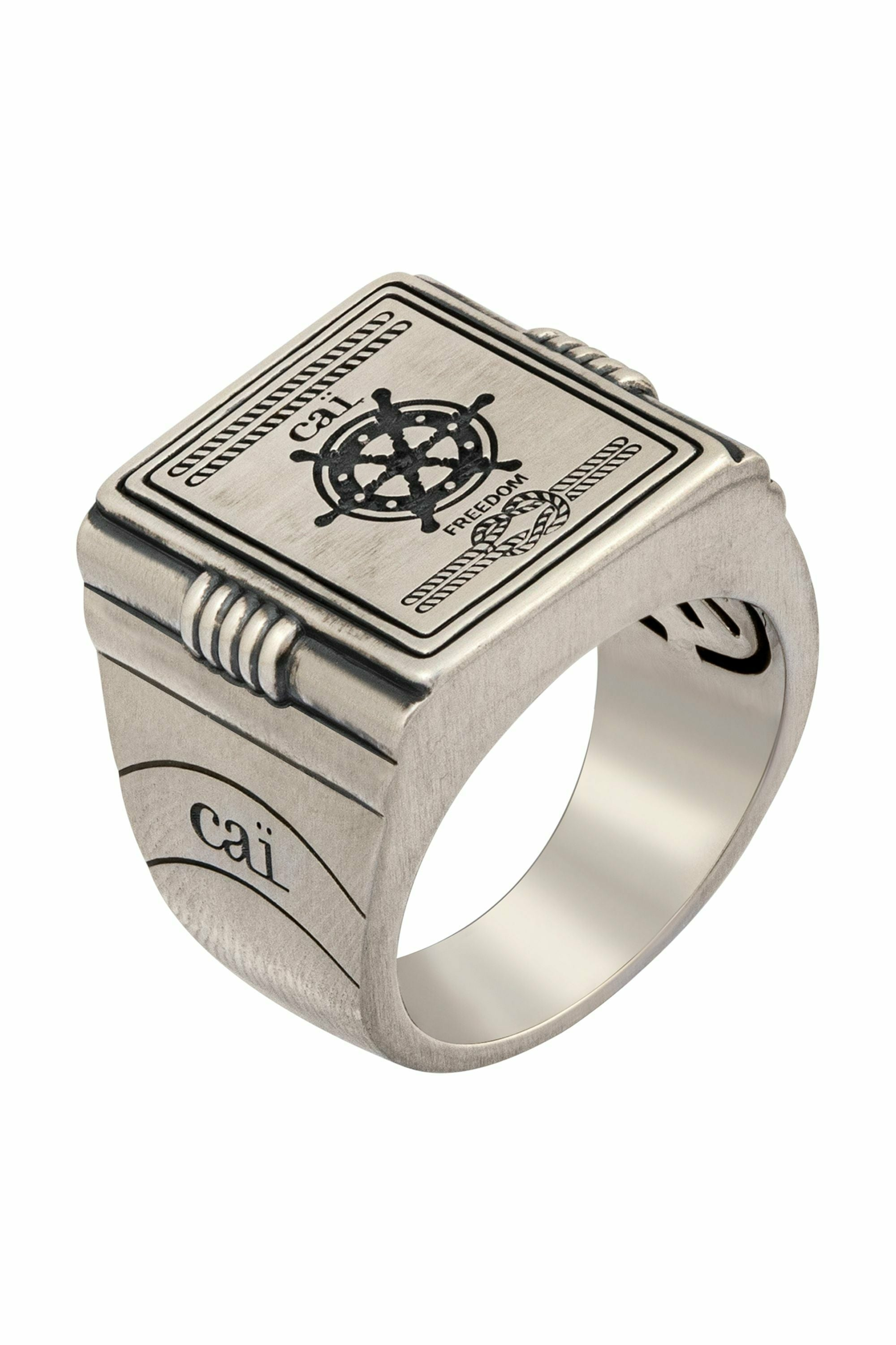 Ring 925/- Sterling Silber Siegelring matt oxidiert Sailor Wappen 41184876298334 – Bild 2