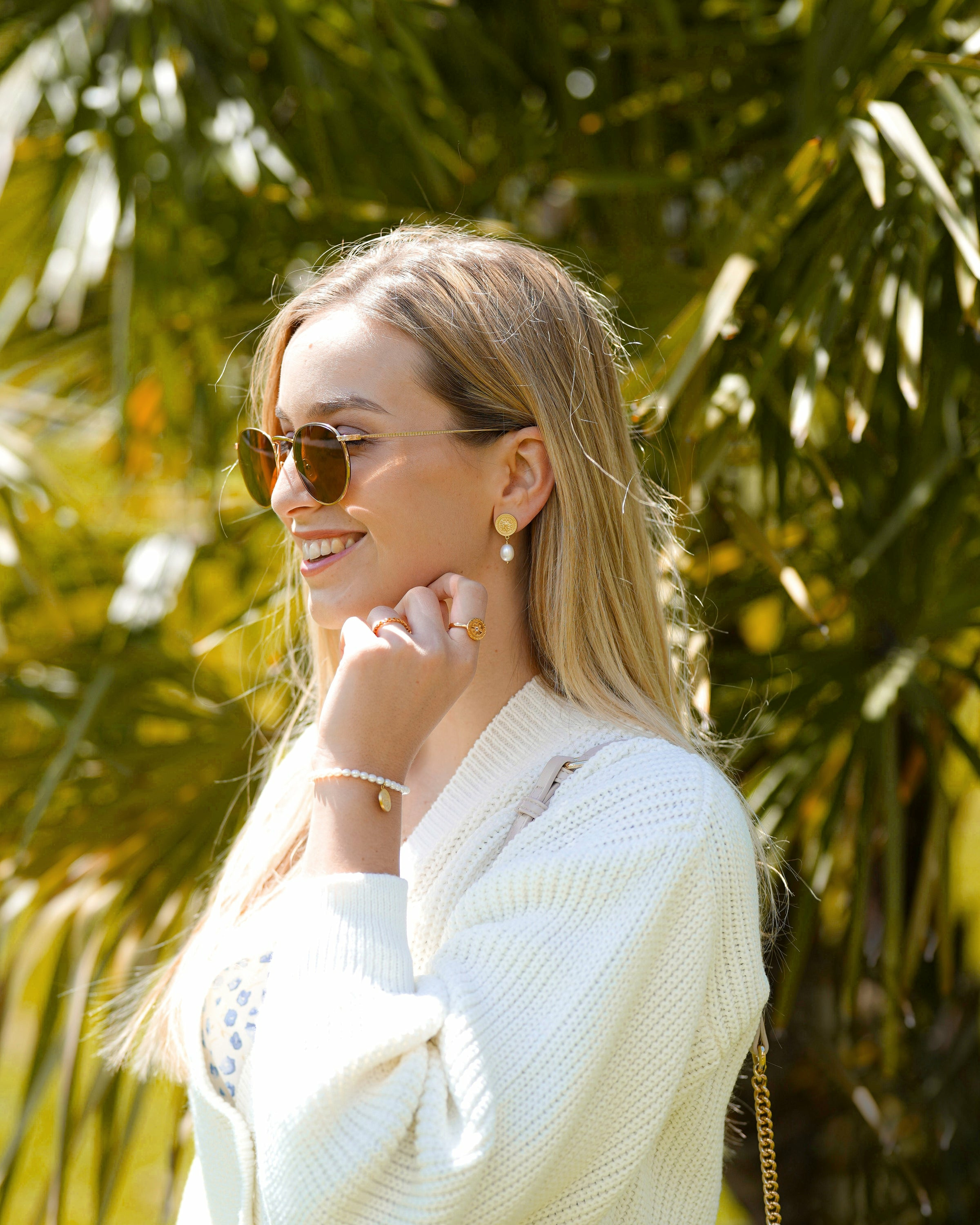 Armband 925 Silber Perlenarmband Münze vergoldet Sonne Karma 41184823607390 – Bild 3