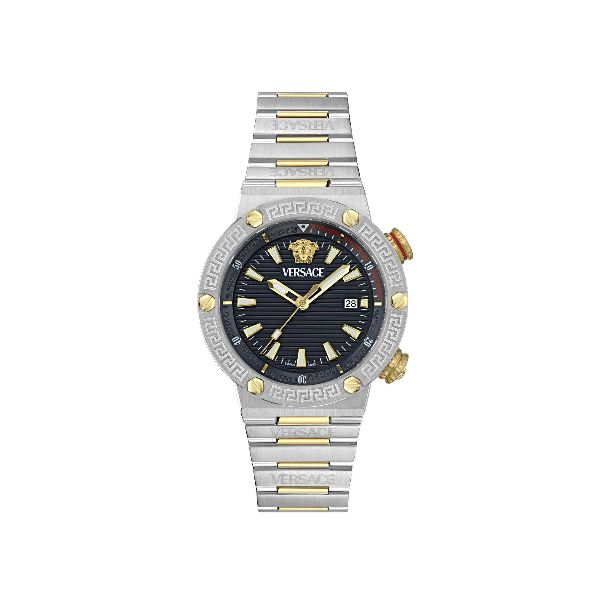 Versace Armbanduhr Herren Greca Logo Diver Blau/Silber‑Gold VE8G00424 Versace Armbanduhr Herren Greca Logo Diver Blau/Silber‑Gold VE8G00424