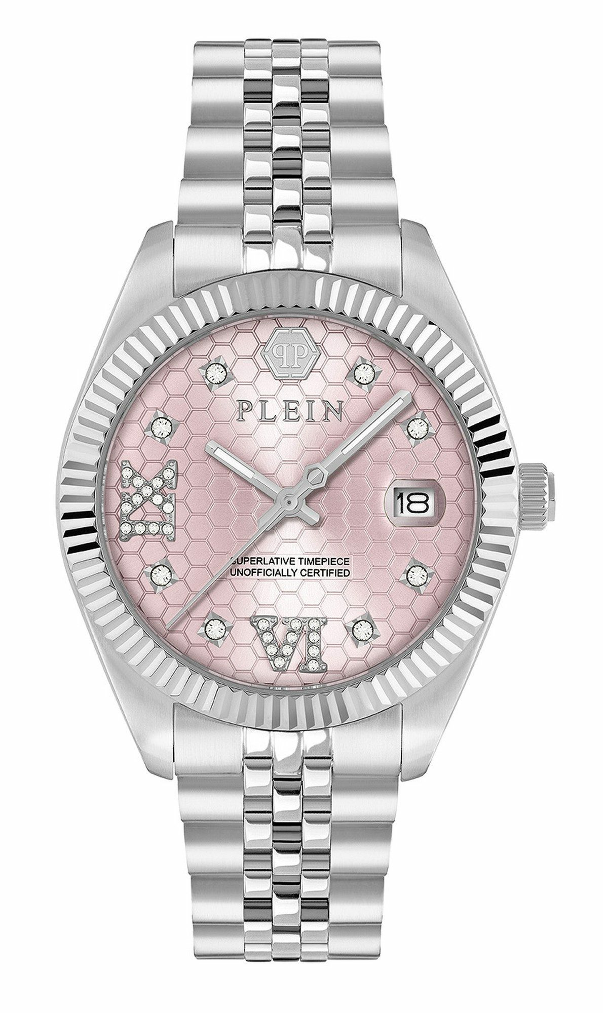 Philipp Plein Damen Uhr Date Superlative Crystal PWYFA0125 Edelstahl Roségold 34... Philipp Plein Damen Uhr Date Superlative Crystal PWYFA0125 Edelstahl Roségold 34...