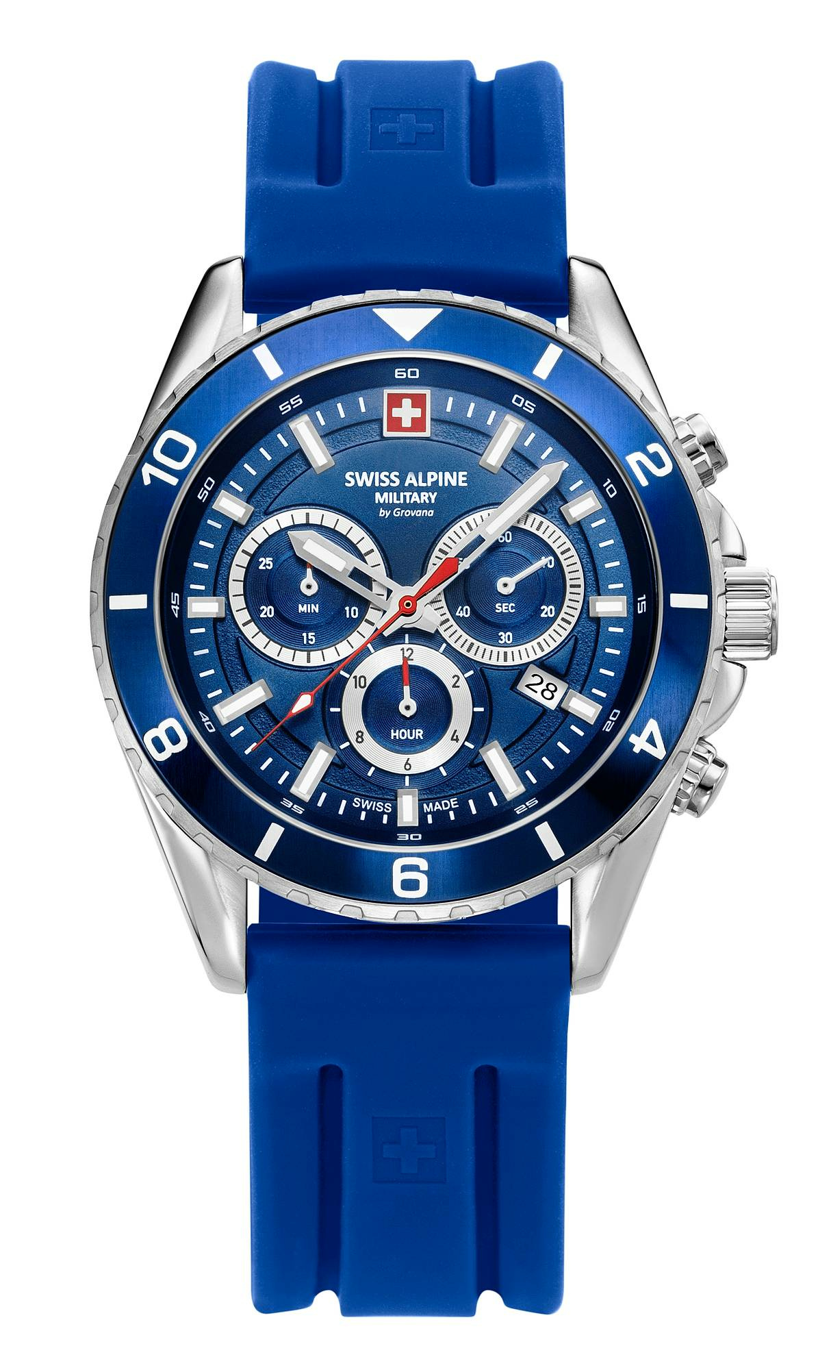 Swiss Alpine Military Herrenuhr Sierra, Chronograph, Edelstahl, Blau-Silber, Art... – Bild 2