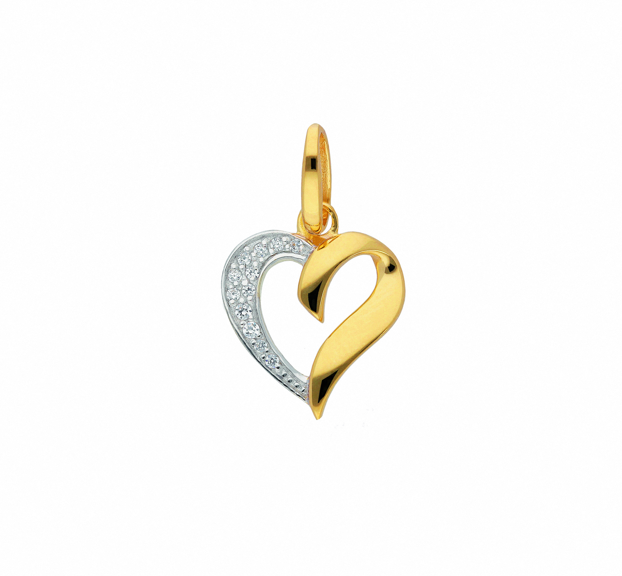 Damen 585 Gold Anhänger Herz mit Zirkonia – Bild 2