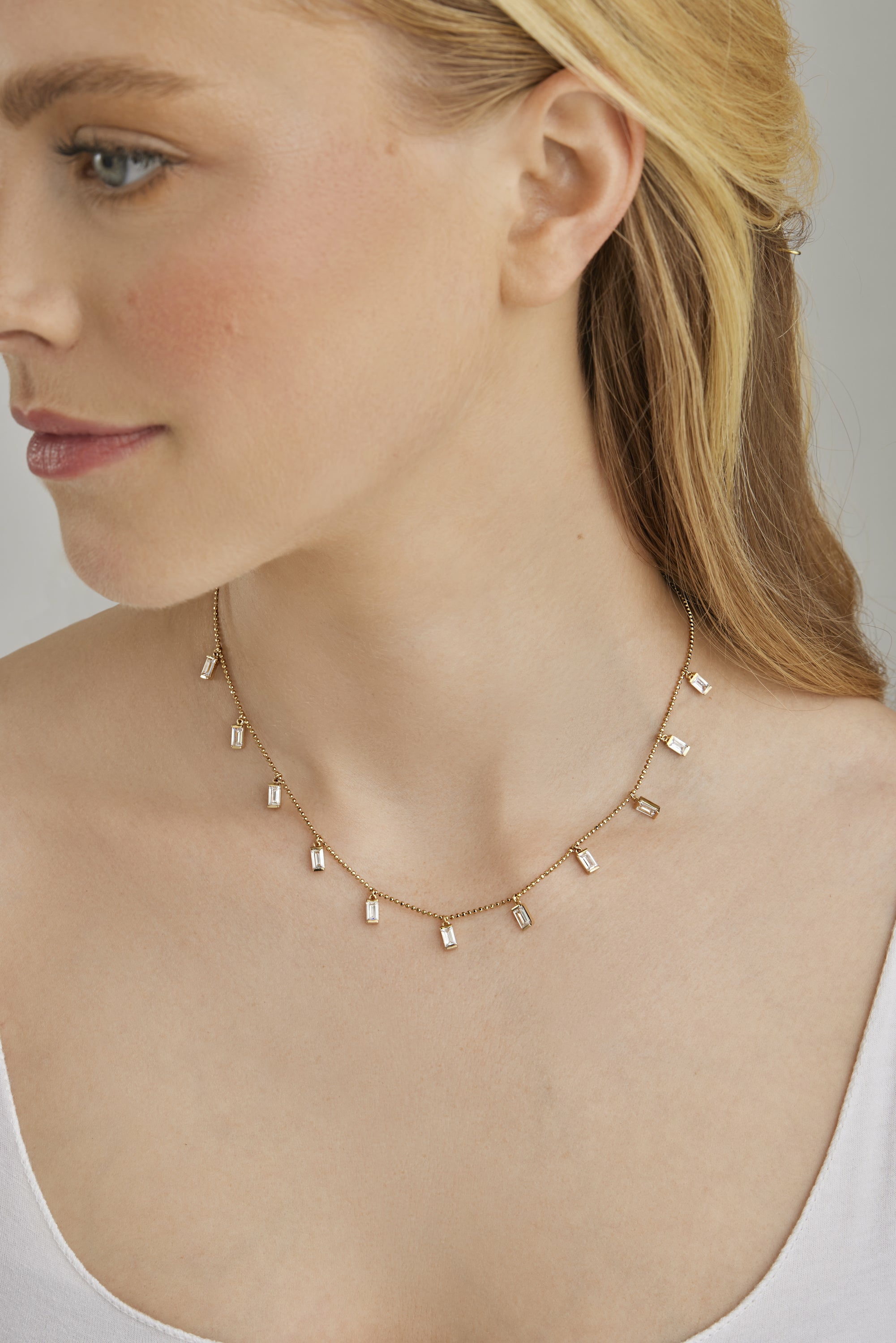 Collier 925/- Sterling Silber vergoldet Anhänger Zirkonia Baguette 4118479663932...