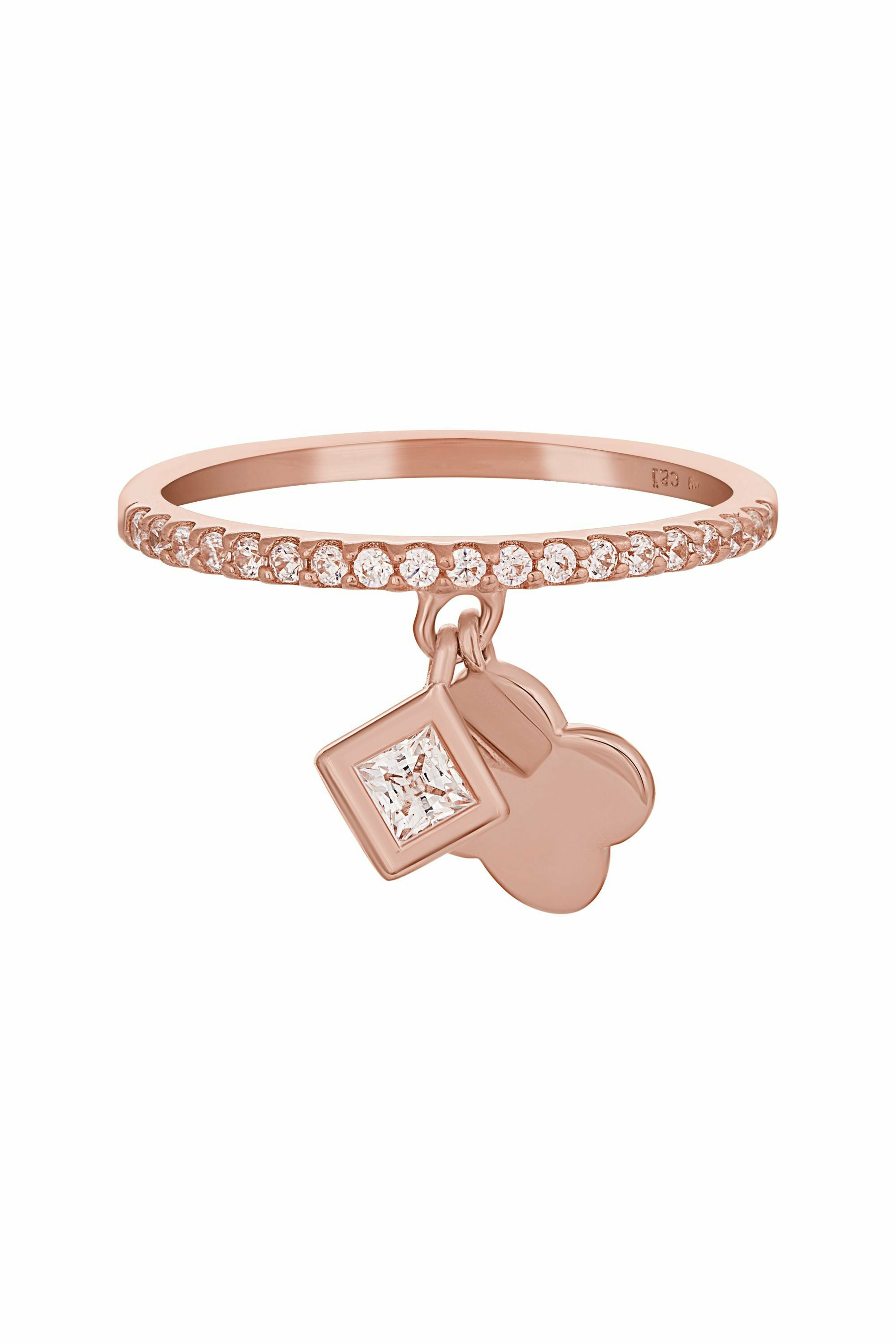 Ring 925 Sterling Silber rosé vergoldet mit Anhängern Kleeblatt Zirkonia 4118489... – Bild 2