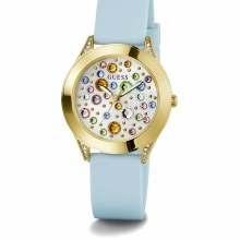 Guess Damen Armbanduhr MINI WONDERLUST hellblau, gold 34 mm GW0678L1 Guess Damen Armbanduhr MINI WONDERLUST hellblau, gold 34 mm GW0678L1