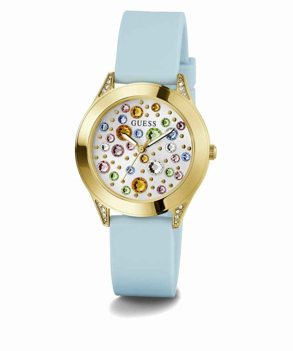 Guess Damen Armbanduhr MINI WONDERLUST hellblau, gold 34 mm GW0678L1 Guess Damen Armbanduhr MINI WONDERLUST hellblau, gold 34 mm GW0678L1