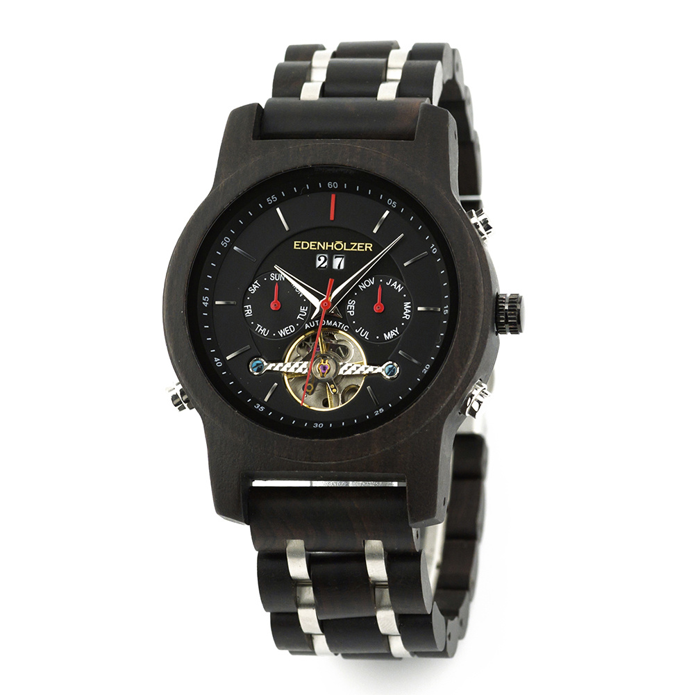 Edenhölzer Holzuhr Herren Armbanduhr Automatik Montserrat Holzarmband Datumsanze... Edenhölzer Holzuhr Herren Armbanduhr Automatik Montserrat Holzarmband Datumsanze...