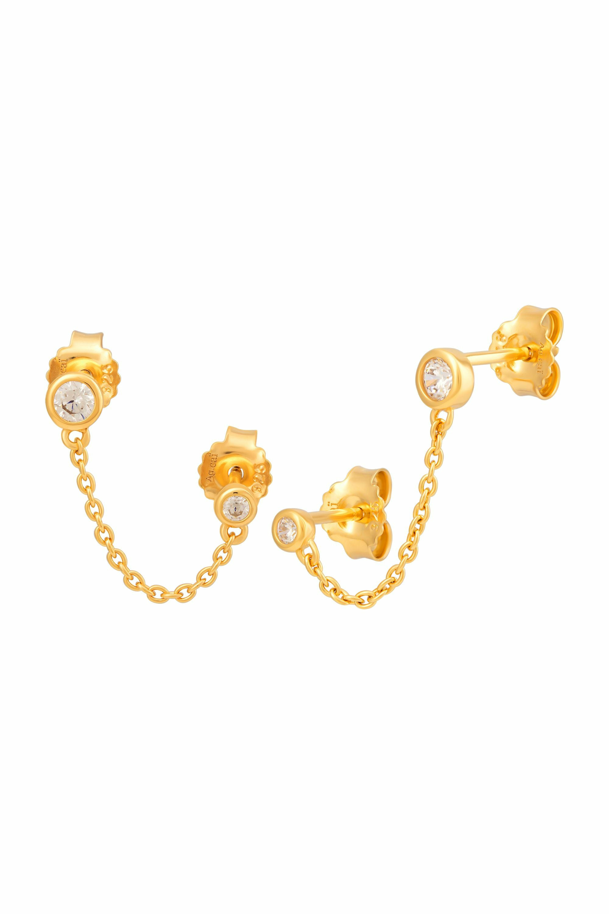 Doppelohrstecker 925 Sterling Silber gelb vergoldet 41185223311454 – Bild 3