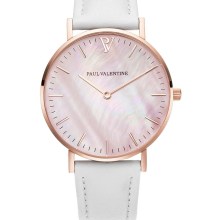 Paul Valentine Damen Armbanduhr ROSE GOLD PINK SEASHELL WHITE 36 MM PV36616 Paul Valentine Damen Armbanduhr ROSE GOLD PINK SEASHELL WHITE 36 MM PV36616