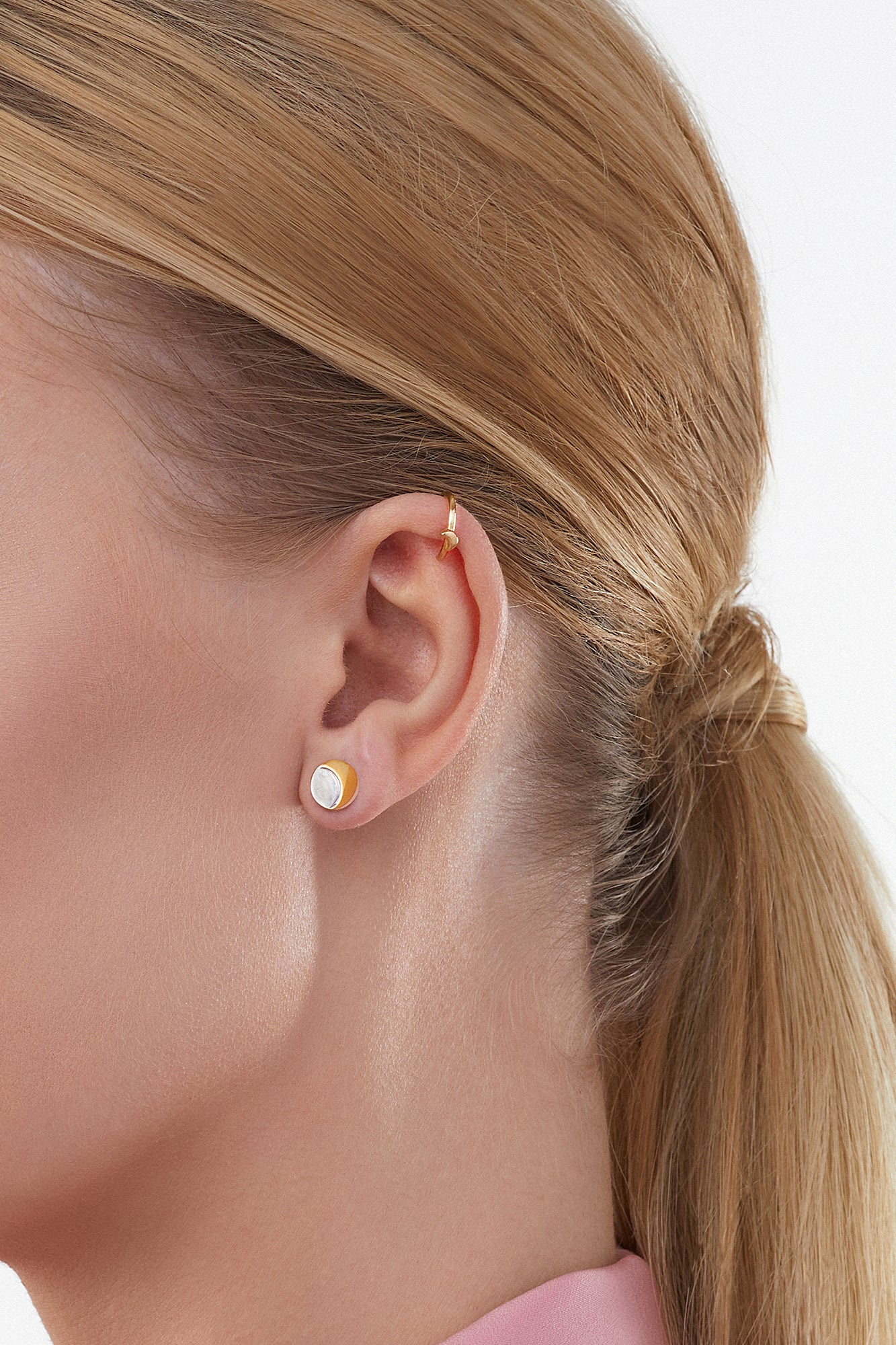 Ohrstecker 925/- Sterling Silber bicolor Mondzyklus Luna 41184533381214 – Bild 3