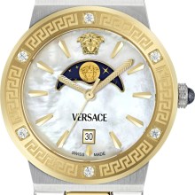 Versace Armbanduhr Greca Logo Moonphase Diamond VE7G00524 Silber-Gold Versace Armbanduhr Greca Logo Moonphase Diamond VE7G00524 Silber-Gold