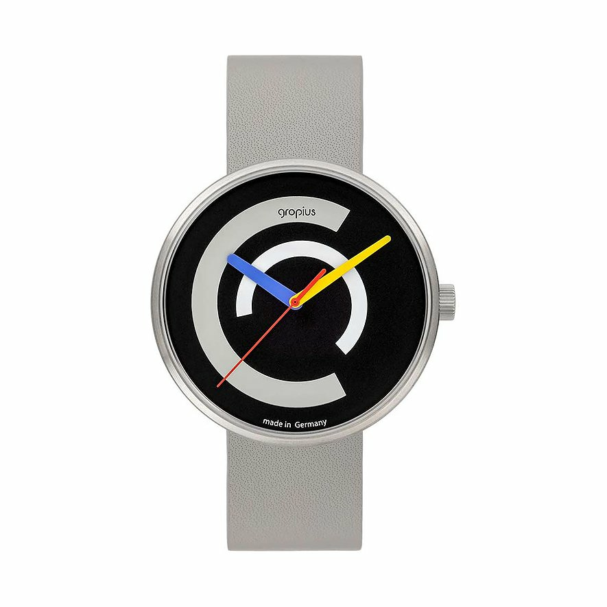 Walter Gropius Analoguhr Centum mit Lederband Grau WG 010-01M Walter Gropius Analoguhr Centum mit Lederband Grau WG 010-01M