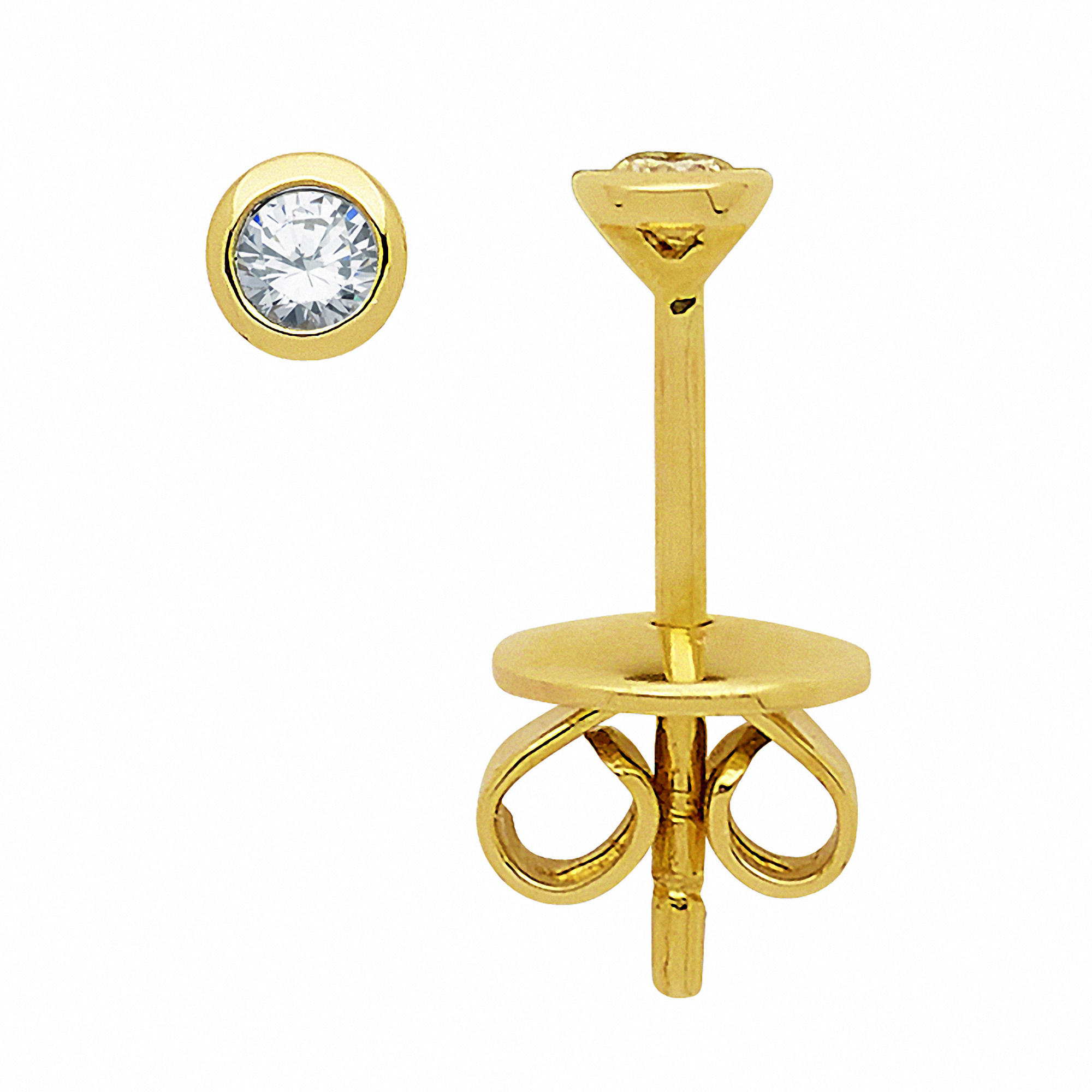 Damen 585 Gold Ohrringe Ohrstecker mit Diamant Brillant Ø 3,1 mm – Bild 2